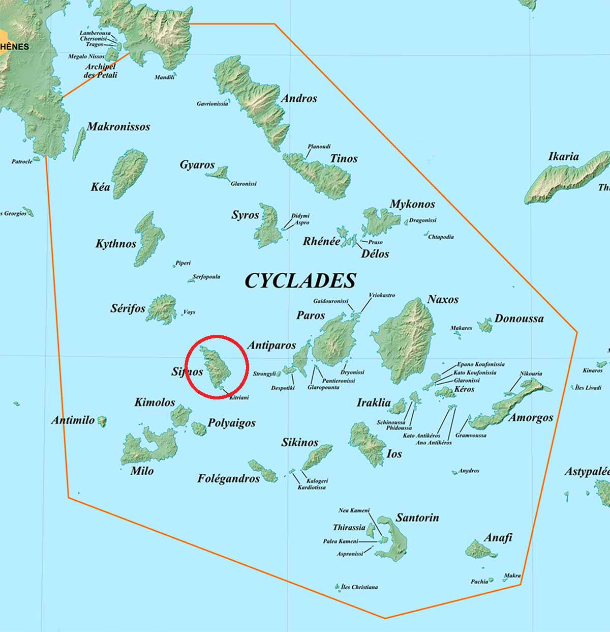 Carte des Cyclades et emplacement de Sifnos